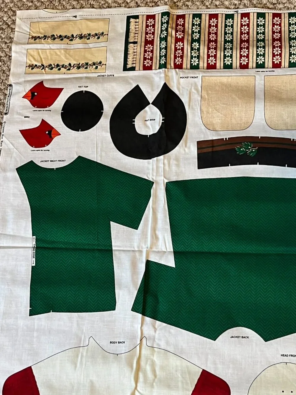 Jack Snow Stuffed Snowman , Cut and Sew Cotton Vintage 1990s Fabric Panel